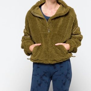 Free People Movement Nantucket Fleece Pullover Jacket Army Green